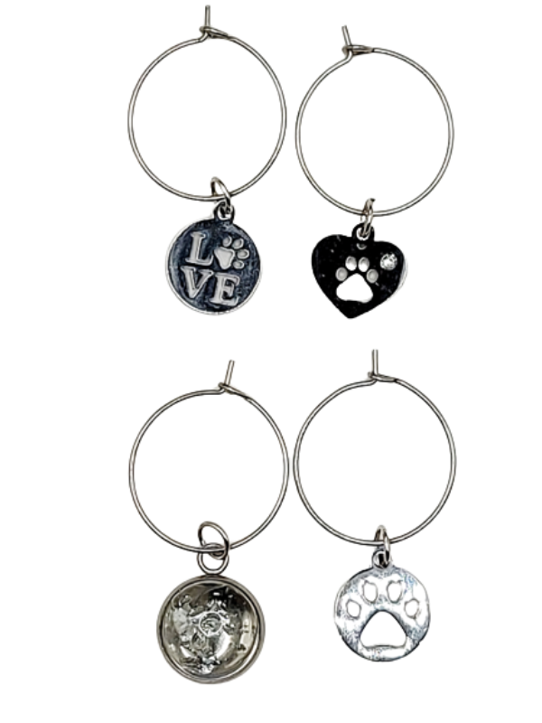 Close up - silver wine glass charms