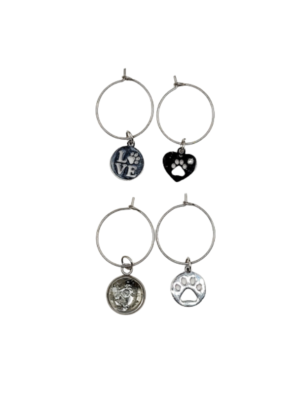 Silver wine glass charms