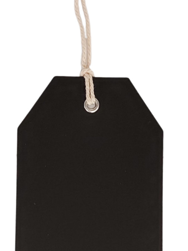 Close up - chalkboard paper tag with tapered top
