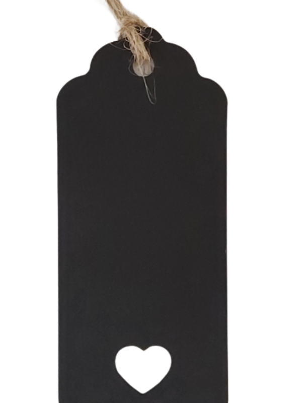 Close up - black kraft paper tag with scalloped top