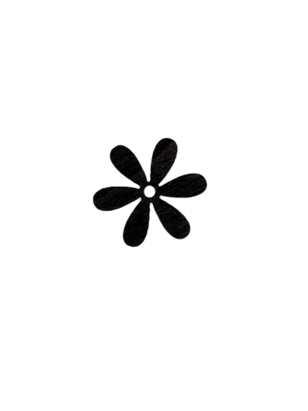 Close-up - Wood flower-shaped embellishment - Style #2 (Black Option)
