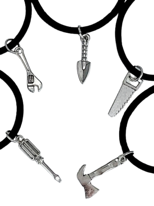 Close up - silver bottle charms