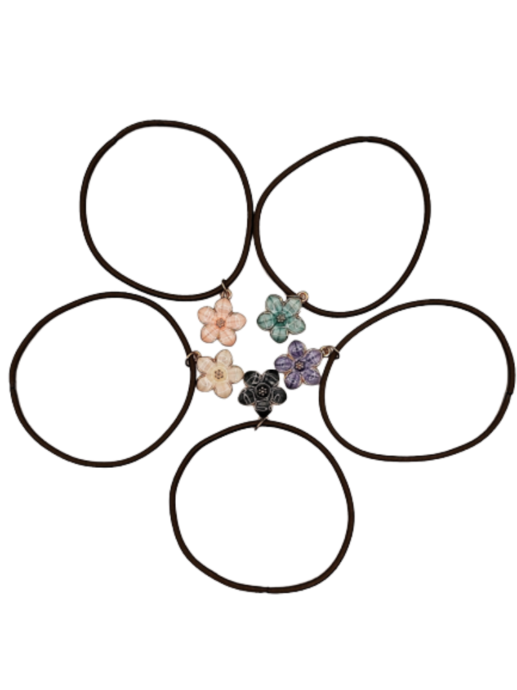 Flower bottle charms (dark brown band)