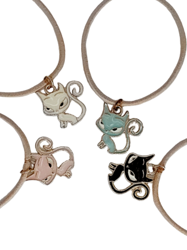 Bottle Charms (Set of 4) - Beige Bands & Cat Pendants