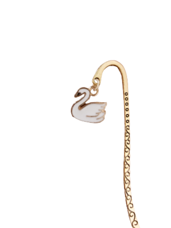 Bookmark - Small Gold Metal & Swan Pendant