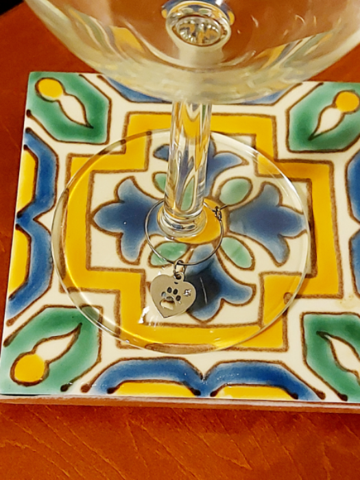 Sample of wine glass charm