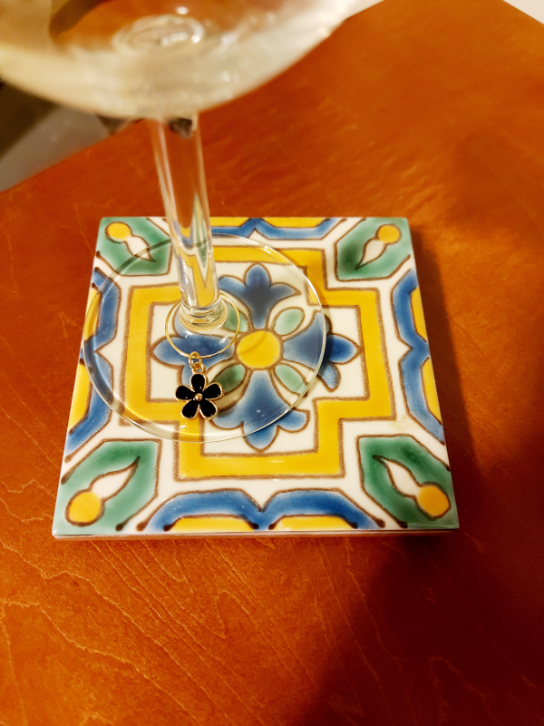 Wine Glass Charms (Set of 4) - Gold Hoops & Black Pendants