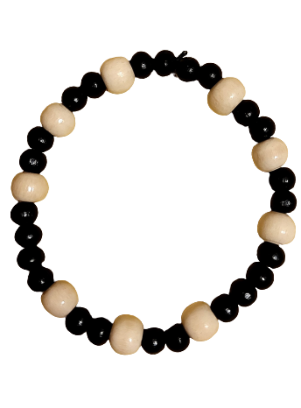 Close up - black and beige beads