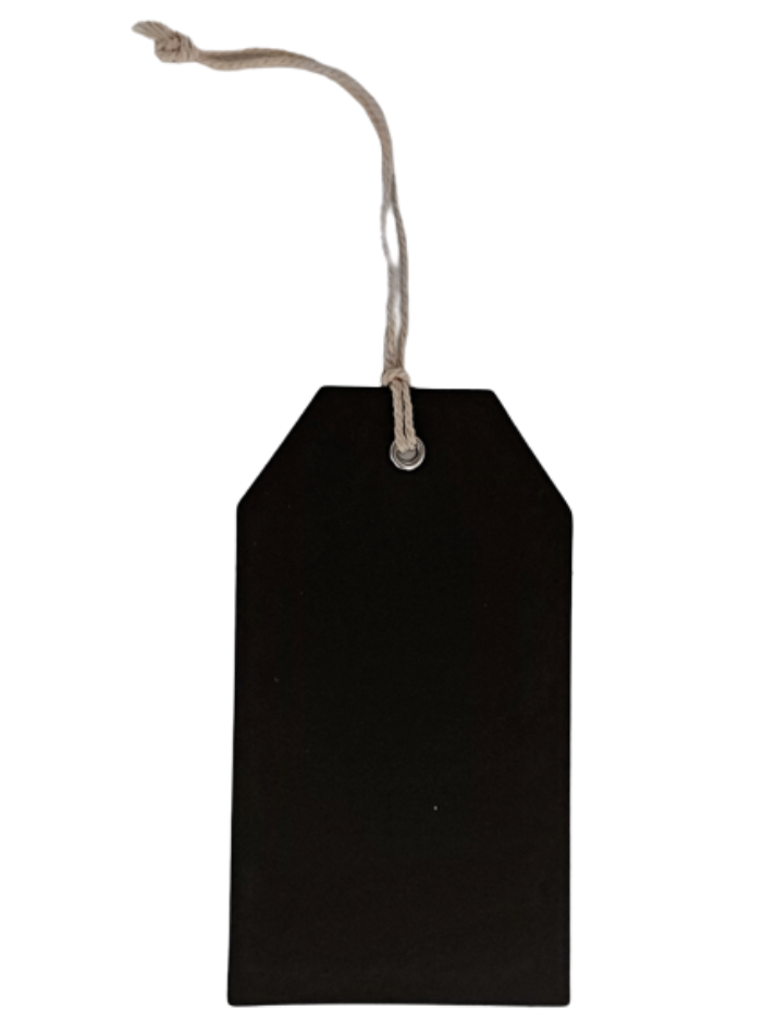 Black chalkboard paper tag - tapered top rectangle