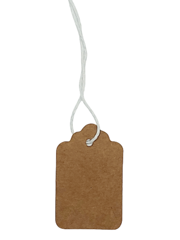 Close up - kraft paper tag - scalloped top