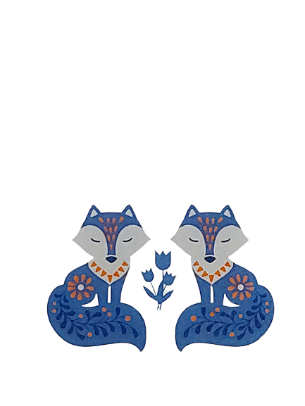 Close up - Note pad - 2 foxes and flower